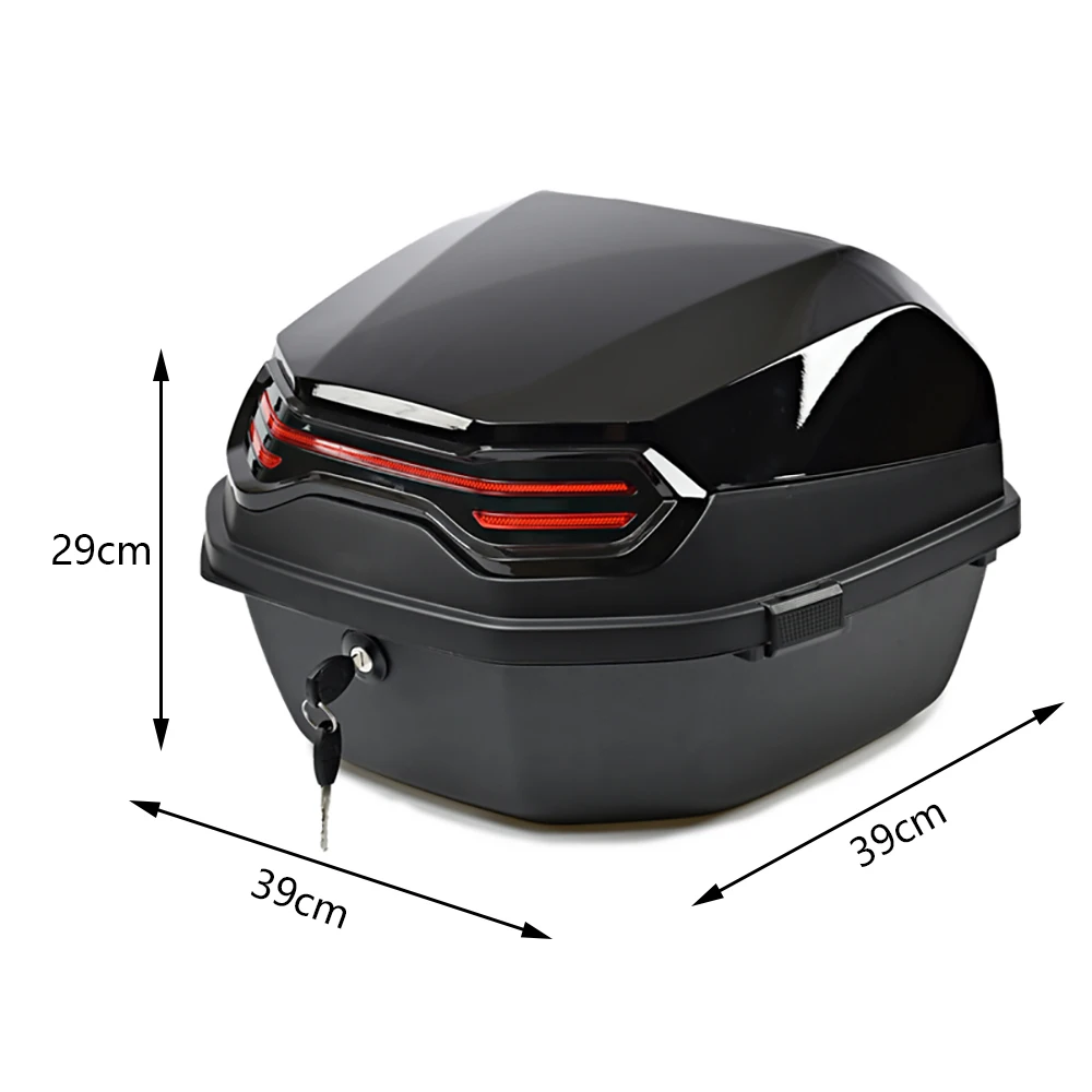 Motorrad-Kofferraum, universelle Montage, Moto-Top-Koffer, Heckbox, Träger, abschließbare Top-Gepäckaufbewahrungsbox für Elektromobil-Motorräder – Detail 2