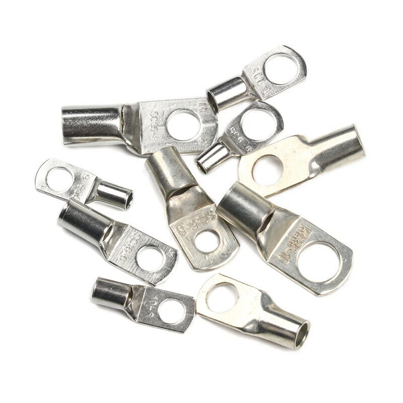 10/20/50/100Pcs SC Type Wire Nose TerminalSC2.5 SC6 SC10 SC16 SC25 SC35Bare Copper Battery Block Lugs Hole Crimp Cable Connector