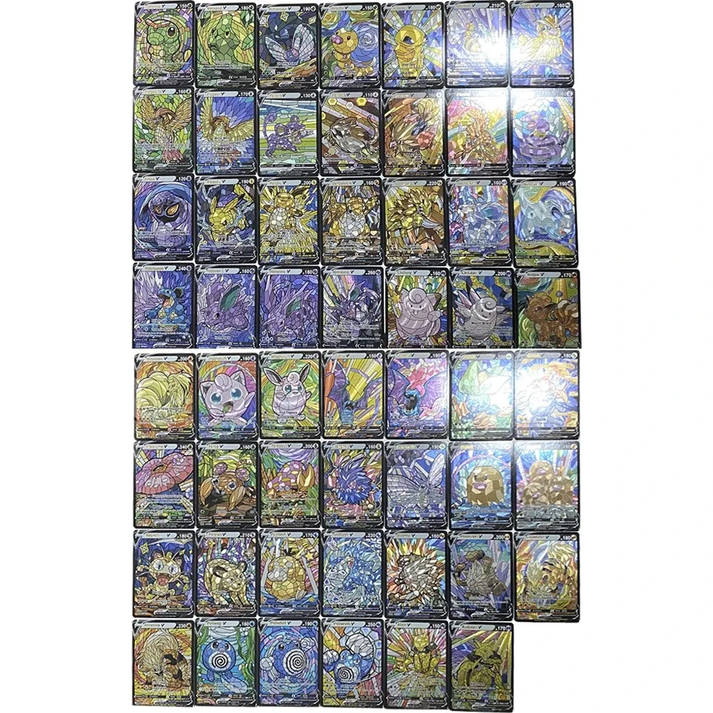 151 stks/set Ptcg Generatie 1 Charizard Barokke Kerk Stijl Goud Hot Textuur Flash Card Diy Anime Collectie Kaarten Gift speelgoed