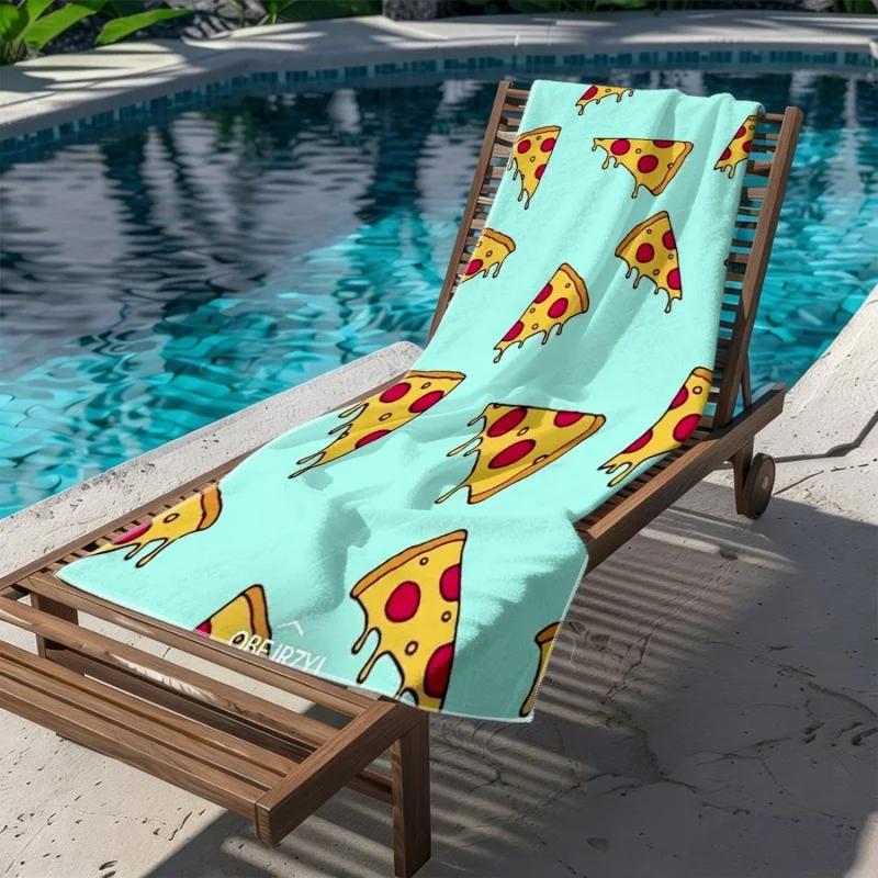 Pepperoni Pizza Beach Towel Microfiber Cheese Pulling Pattern Bath Towels Large Quick Dry Blanket For Summer Swimming Pool