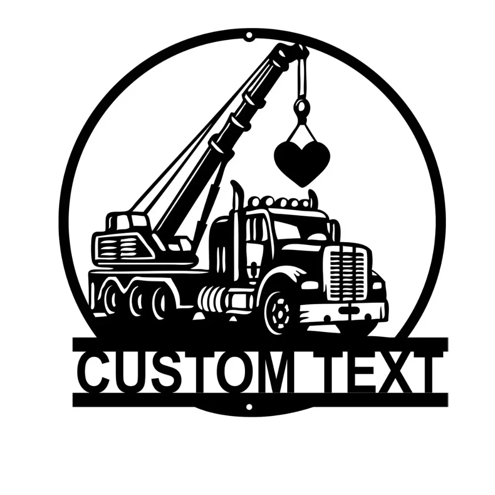 Unique Custom Crane Truck Driver Wall Art with Personalized Trucker Sign for Cool Construction - themed Home Decor of Loads