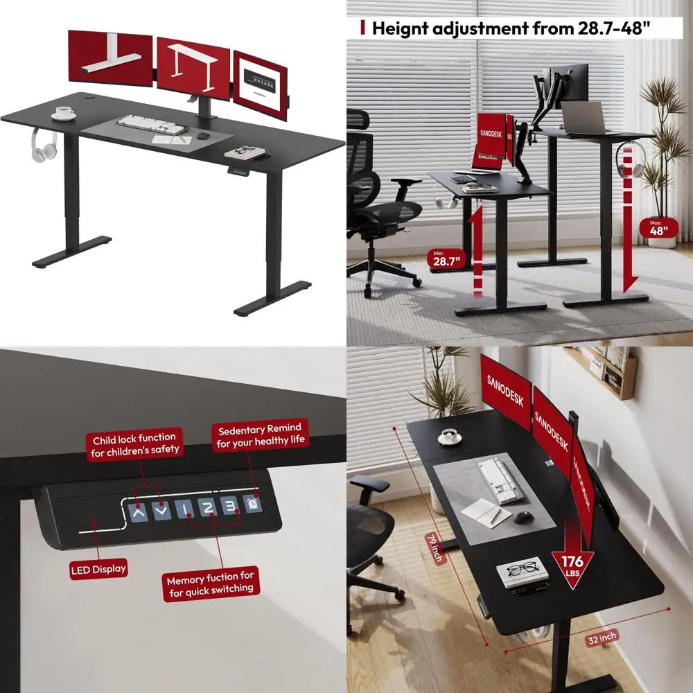 

Электрический стол с регулируемой высотой 79x32 дюйма для домашнего офиса — эргономичная компьютерная рабочая станция с подставкой для сидения