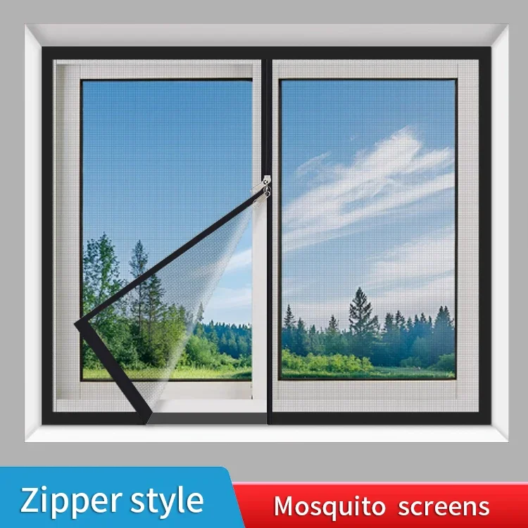 

Black,custom size anti mosquito window,zipper window screen,self-adhesive window mesh mosquito net,Invisible sheer,anti mosquito