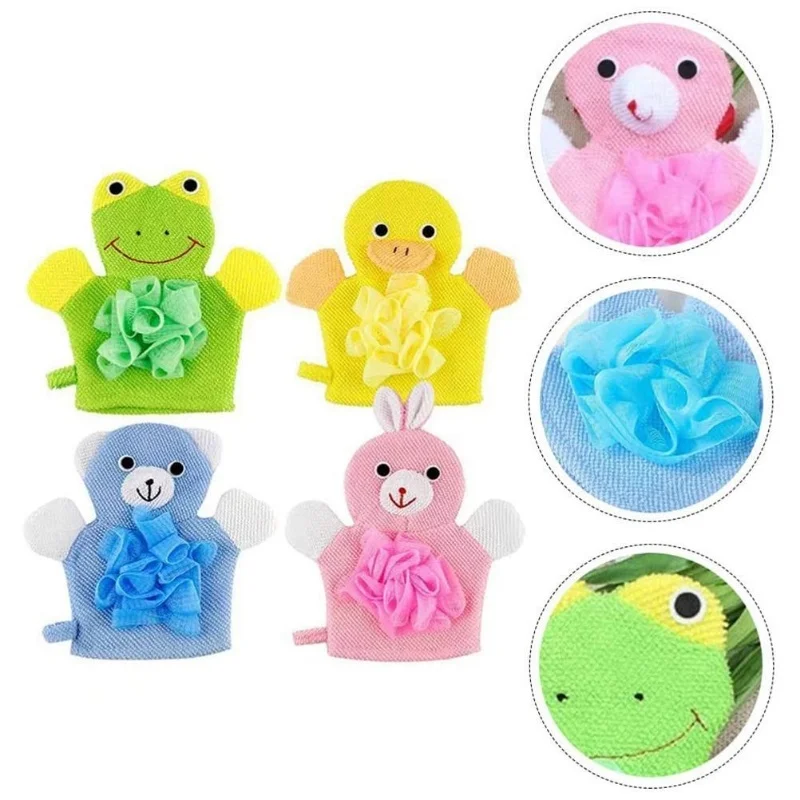 

F2 1Pcs Baby Bath Shower Gloves Cartoon Exfoliating Gloves Baby Kids Shower Gloves Scrubbing Gloves Bath Towel Mitts For Babies
