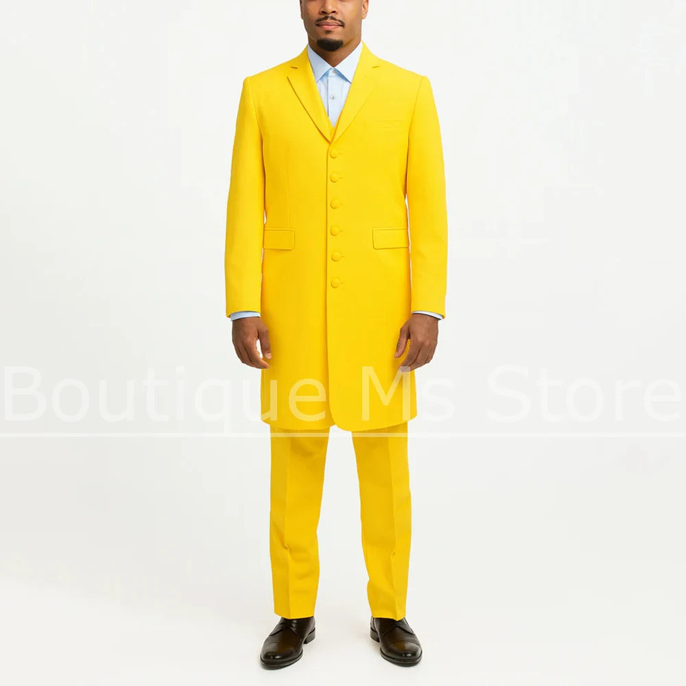 

Men's Bright Yellow Suit Set Single Breasted Formal Attire for Stage Performances Theme Party Fashion Shows Male Suit 2 Piece