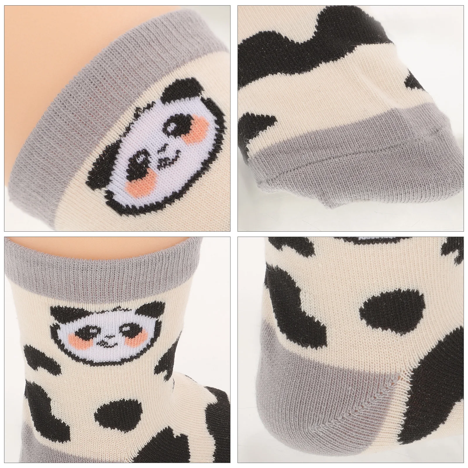 

5Pairs Panda Toddler Socks Breathable Cotton Comfortable Elastic Design Suitable Indoor Outdoor Kids Short Socks for Boys Girls