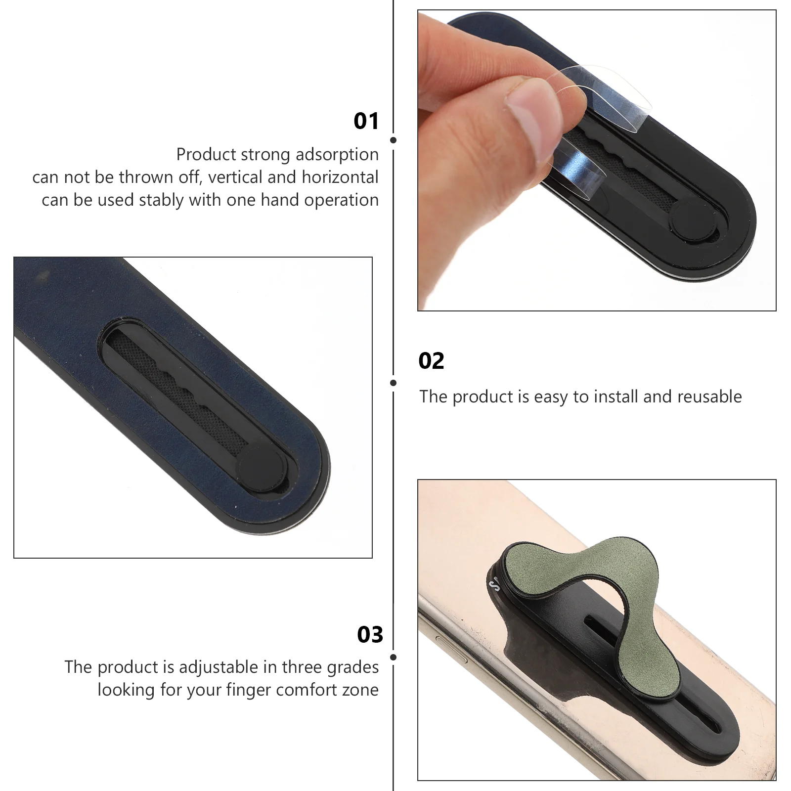 Draadloze mobiele telefoon Ringhouder Stand Hand Abs Handgrepen Verstelbare mobiele telefoonvinger