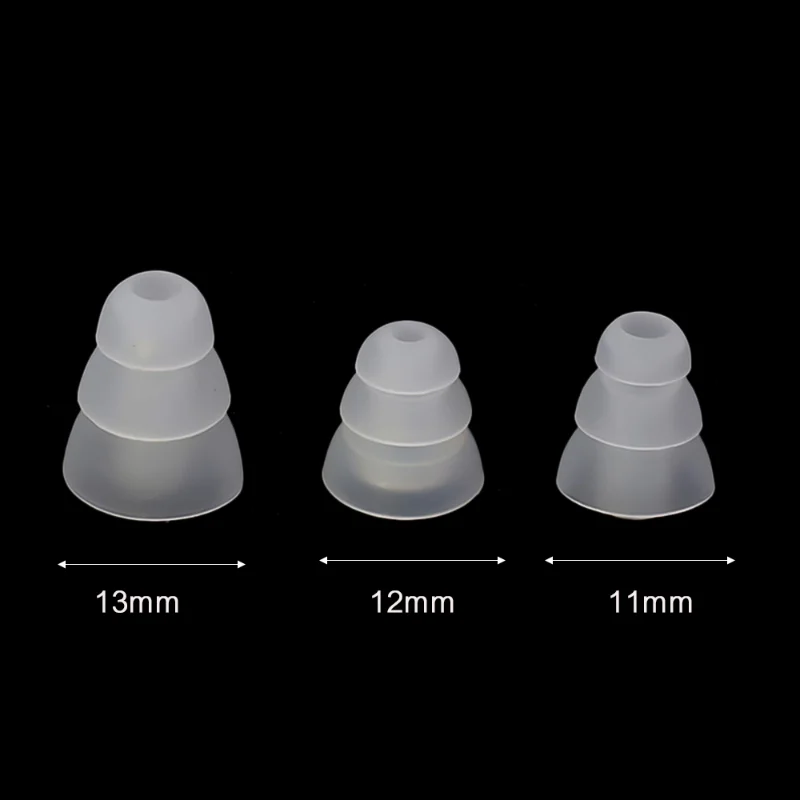 Cubierta de silicona de tres capas para auriculares internos, tapas de repuesto, tapones antideslizantes para la mayoría de los auriculares internos, 6 pares