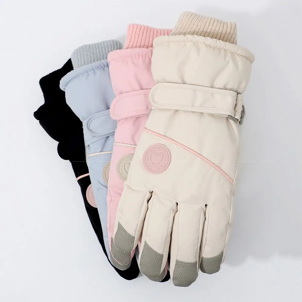 

Зимние лыжные перчатки на флисовой подкладке, противоскользящие водонепроницаемые теплые перчатки для верховой езды, ветрозащитные велосипедные варежки с сенсорным экраном для женщин, спортивные