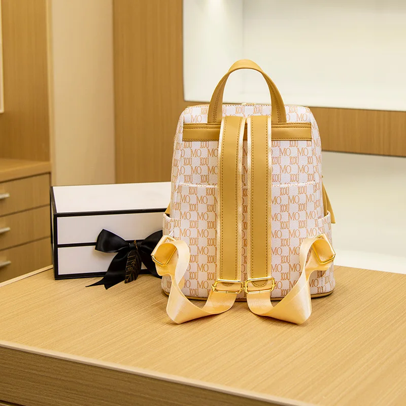 حقيبة ظهر مطبوعة بأحرف عتيقة، مناسبة لحقائب السفر النسائية العصرية، حقيبة ظهر ذات ألوان متباينة ذات سعة كبيرة