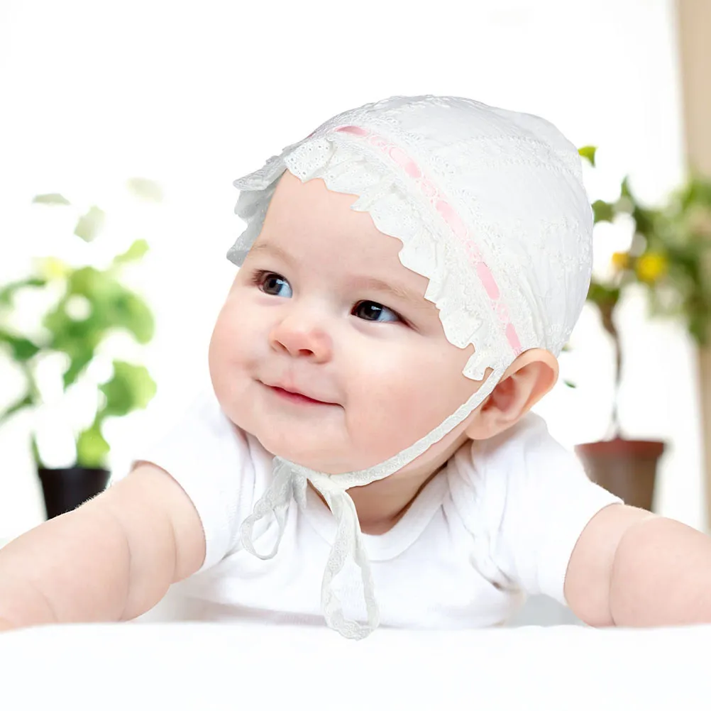 

Комплект из 2 шапочек для новорожденных: мягкие хлопковые дышащие шапочки с регулируемым кружевом, для повседневной носки, аксессуары для девочек