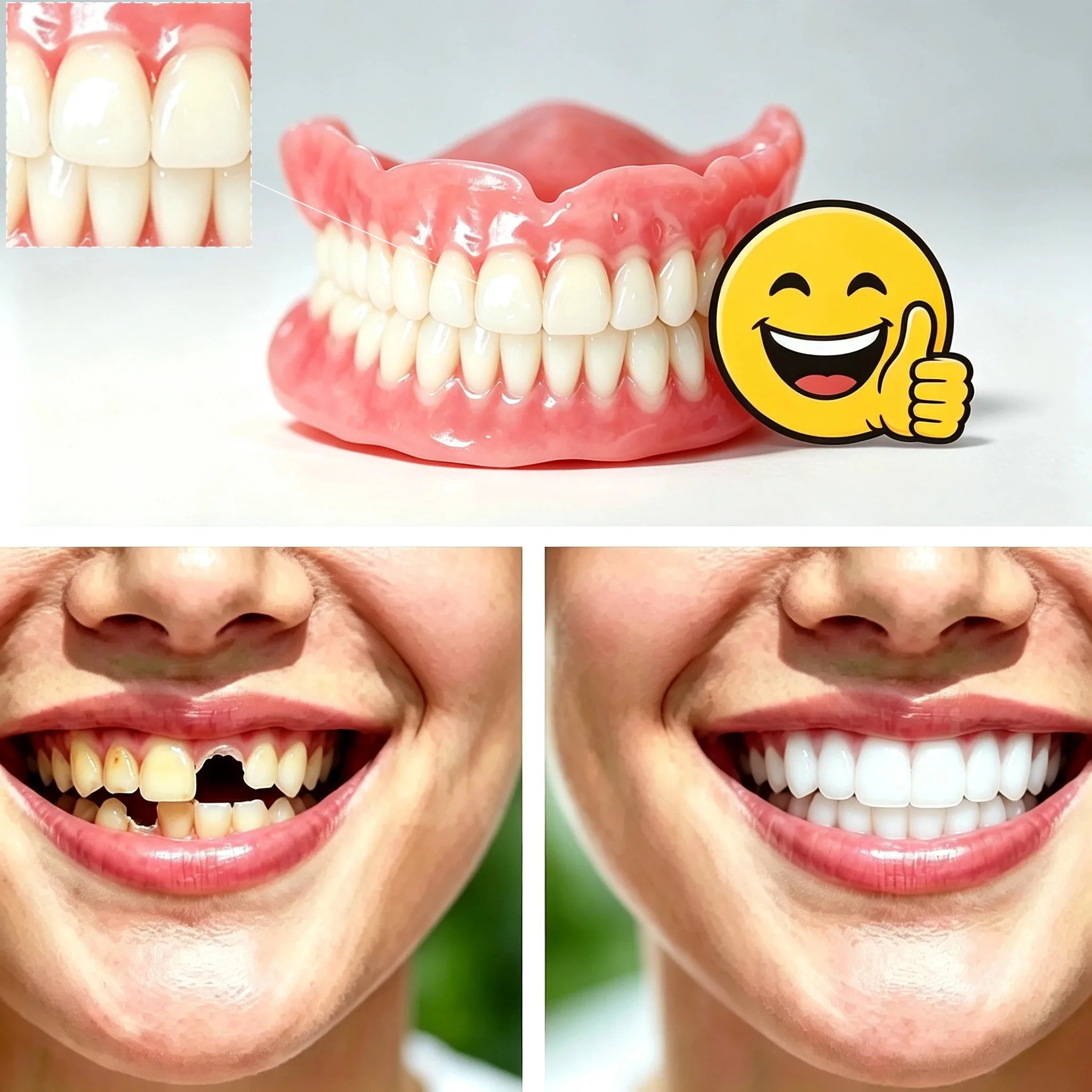 No Dentist Visit Needed! Flexible Silicone Full Dentures Instantly Hide Gaps Broken Teeth Comfort Fit False Teeth For Daily Use