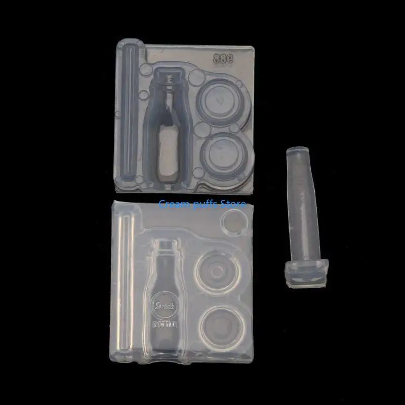 

50LE Handmade Mini Hollow Milk Bottles Cup Straw Silicone Resin Molds Craft Tools