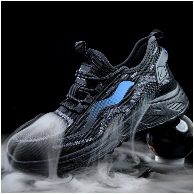 plus size men fashion breathable steel toe cap working safety shoes summer worker safe boots insulated sneakers protect footwear