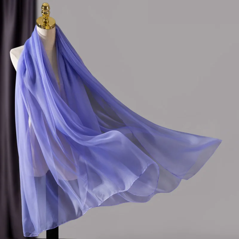 Korean Solid Transparent Chiffon Travel Holiday Beach Towel Sunscreen Shawl Female Summer Air Conditioning Ice Silk Scarf M10