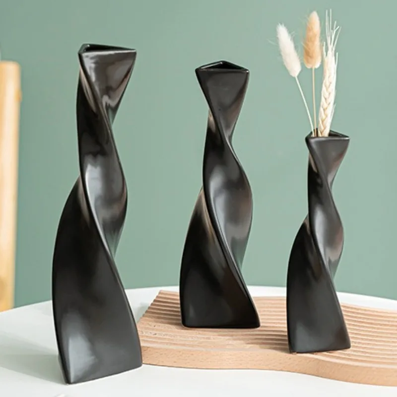 Slender Skinny Vase Ceramic Twisted Vase Nordic Aesthetic Modern Flower Bottle Elegant Decorative Flower Bottles Home Decoration