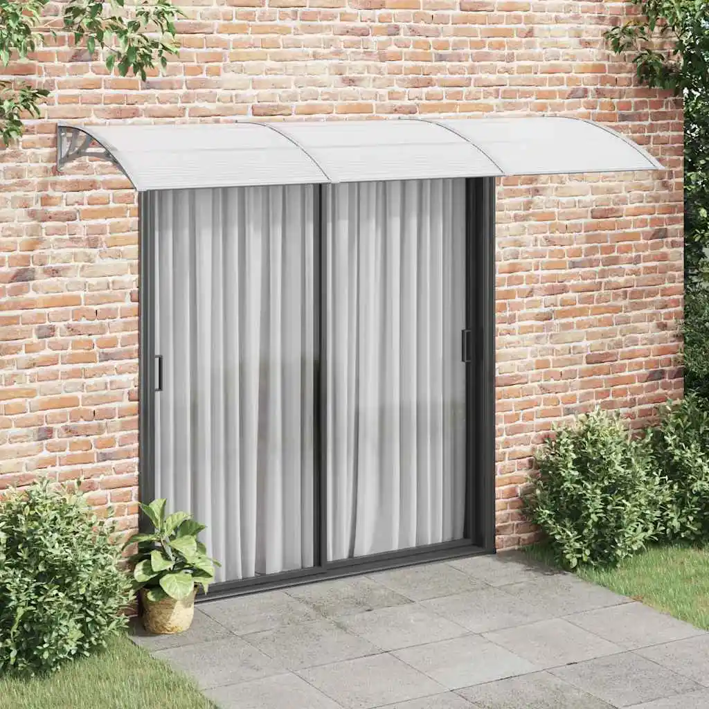 Grauer Türvordach aus Polycarbonat, 300x100 cm, für den Außenbereich – Detail 1
