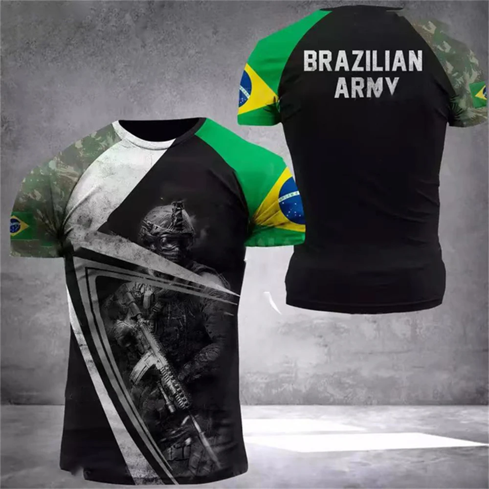 3d Brazilian Army Commando Tactical Camo Shirt Men\'s Women\'s Short Sleeve T-Shirt Army Veterans Special Forces Men\'s