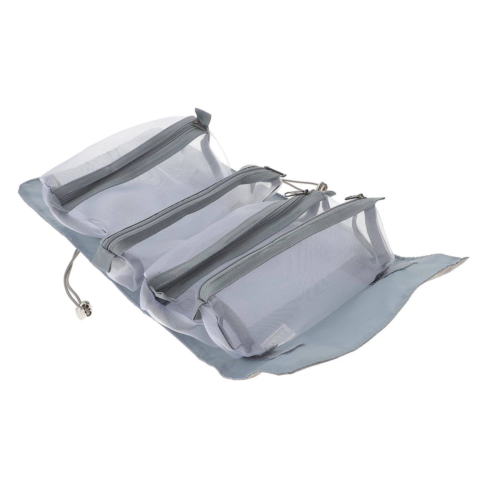 

4 in Detachable Roll Up Makeup Toiletry Bag Large Capacity Gray PU Travel Toiletry Bag Storage Solution