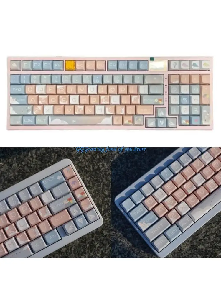 

H9EB PBT Keycaps 127PCS Paper Plane Theme English Keycap Sublimations XDA Profile Keycap For 61 104 108 Layouts