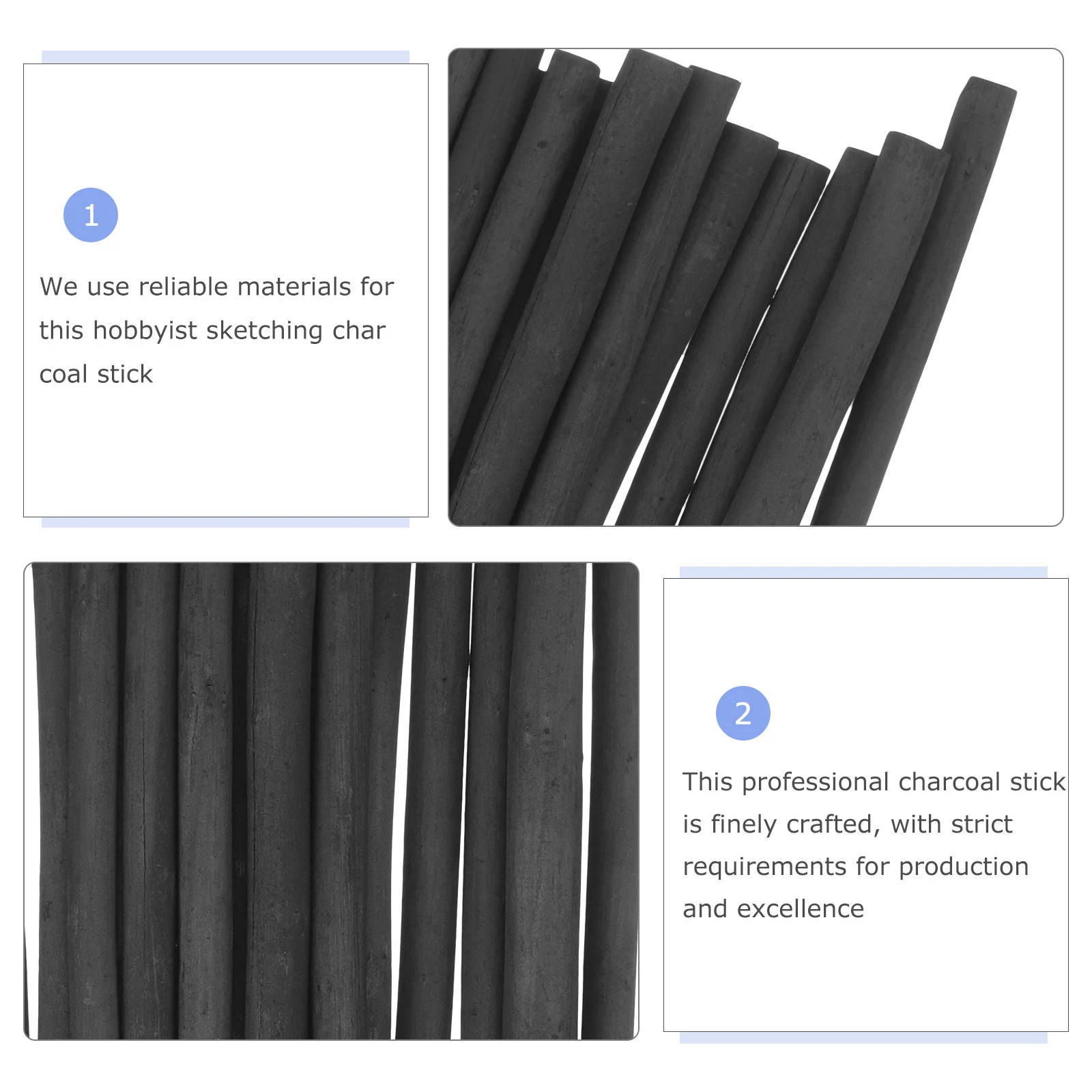 

20pcs Durable Shading Charcoal Sticks Professional Compressed Willow For Students Hobbyists Artists Drawing Painting Art