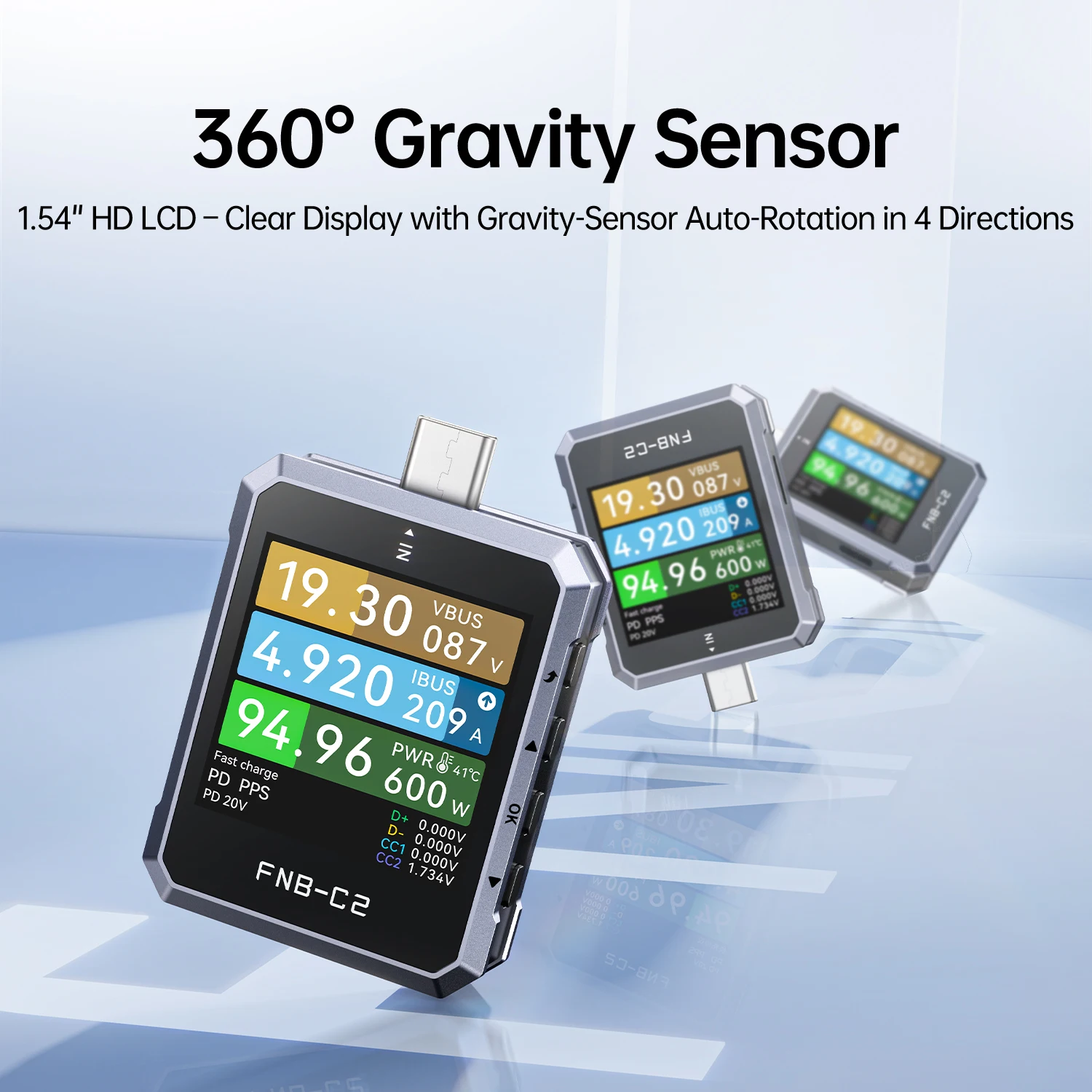 

Цифровой вольтметр-амперметр FNIRSI FNB-C2, триггер быстрой зарядки Type-C, измеритель максимальной мощности 240 Вт, тестер для измерения емкости и пульсаций.