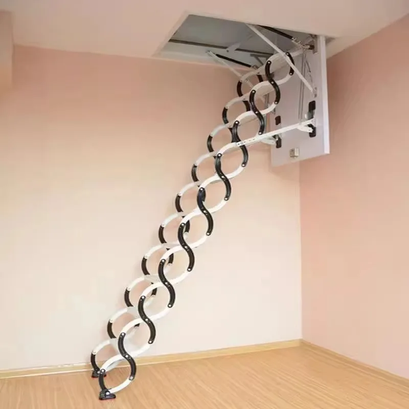 Modern Design Aluminum Alloy Indoor Folding Attic Staircase Retractable Hidden Lift Foldable with Bubble Film Wrap