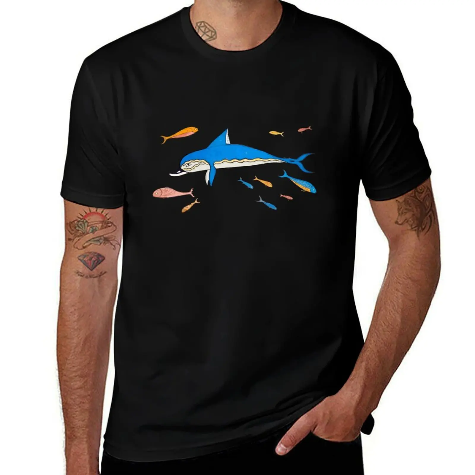 Minoan Mycenaean Dolphins Fresco from Knossos T-Shirt Halloween Casual T-Shirt