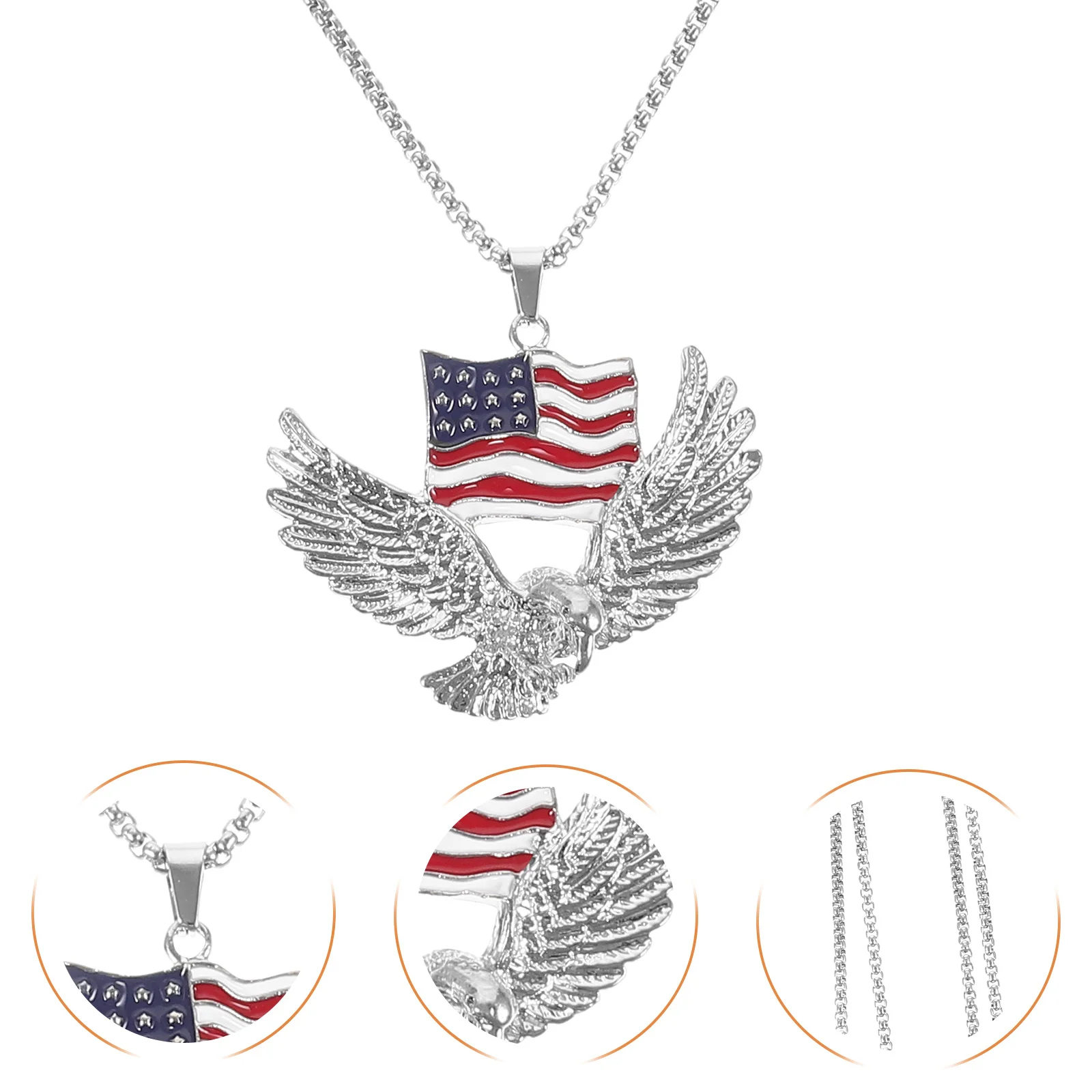 

American Flag Eagle Pendant Necklace For Men Alloy Vintage Chain Jewelry Gift Eagle Necklace Pendant Mens Jewelry American