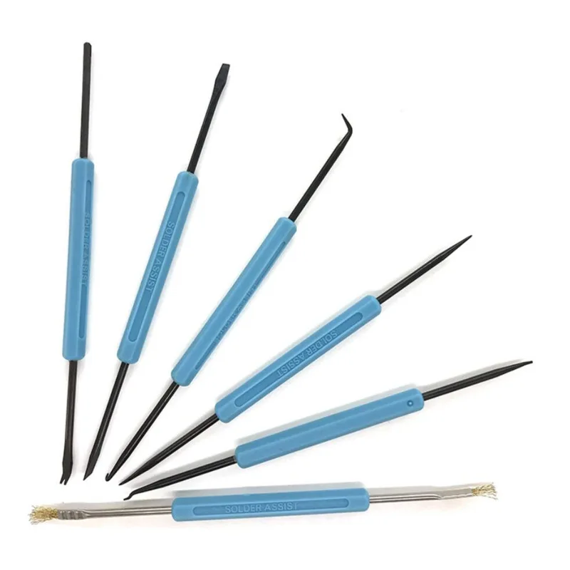 6Pcs Set Desoldering Aid Tool Kit Soldering Aid Assist Tools PCB Cleaning Kit Repair Tool Electronic Heat Assist Set