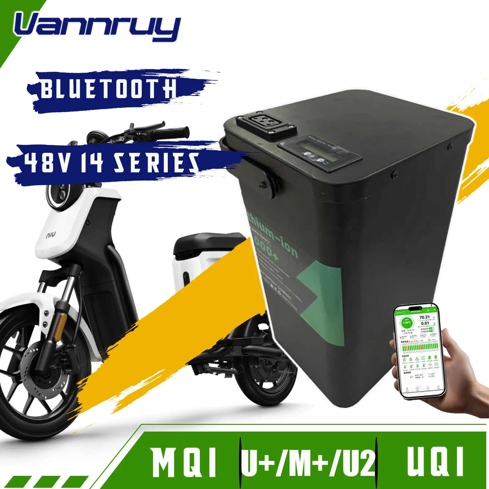 

NIU MQI UQI U2 M+ U+ 48V 26AH 32AH 42AH 50AHLithium Battery with BMS 80A Bluetooth for Electric Vehicle Scooter