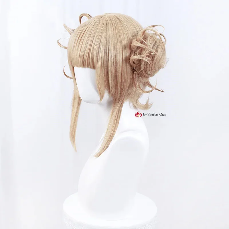 أنيمي بطلي الأكاديمية الصليب جسمي Himiko Toga قصيرة شاحب الذهب الكتان الذهب تأثيري حلي الباروكات كوس الشعر Perucas + غطاء شعر مستعار مجاني