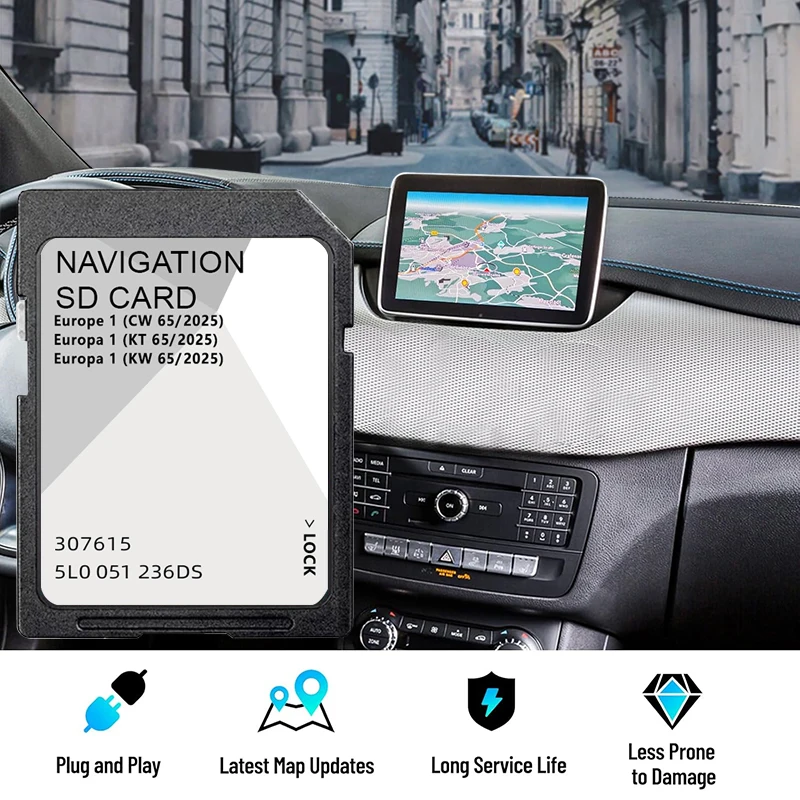 

Карта GPS для Skoda Octavia/Superb/Fabia/Rapid A1, 32 ГБ, MIB2, SD-карта, Европа, 5L0051236DS, 2025, Discover
