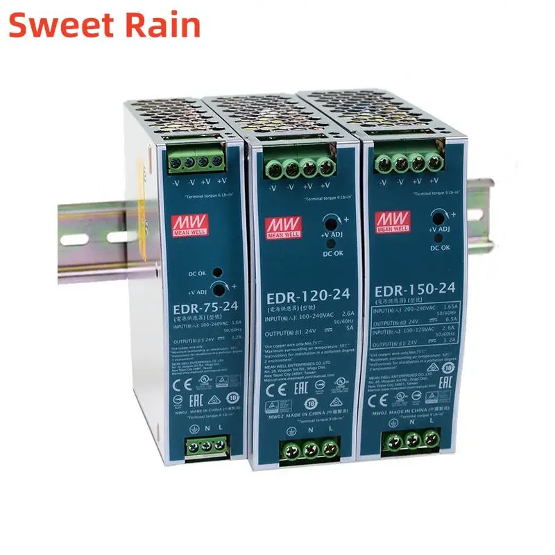 

Mean Well EDR-75 120 150 series 12V 24V 48V DC 75w 120w 150w Single Output Industrial DIN RAIL Power Supply