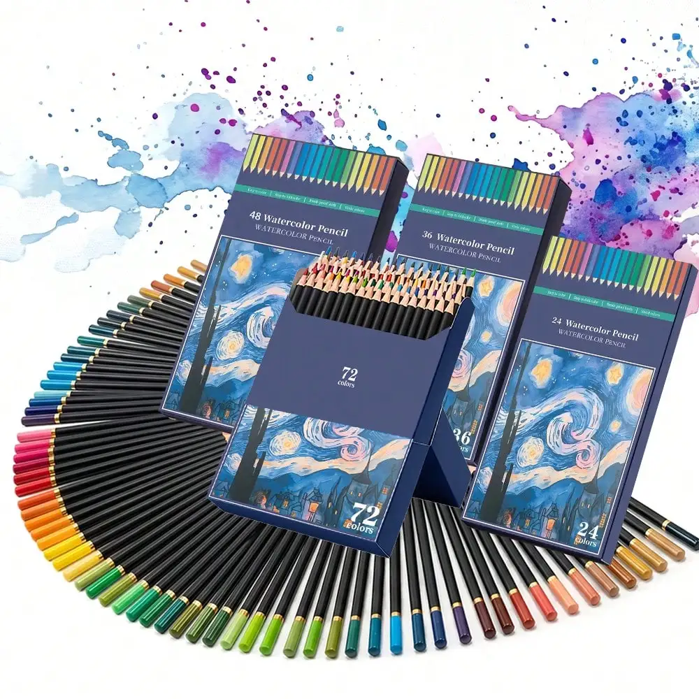 

24/36/48/72 Colors Water Soluble Colored Pencils Set, Watercolor Pencils For Adults, Soft Core Smooth Blending Art Supplies For Sketching, Painting, Drawing And Coloring Books