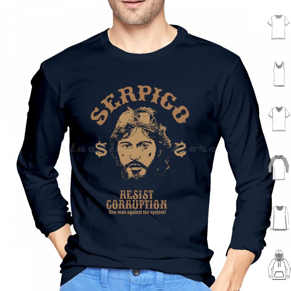 Serpico-Defying Corruption-Sudadera con capucha de diseño vintage de Al Pacino, de algodón, manga larga, diseño vintage Serpico Corruption