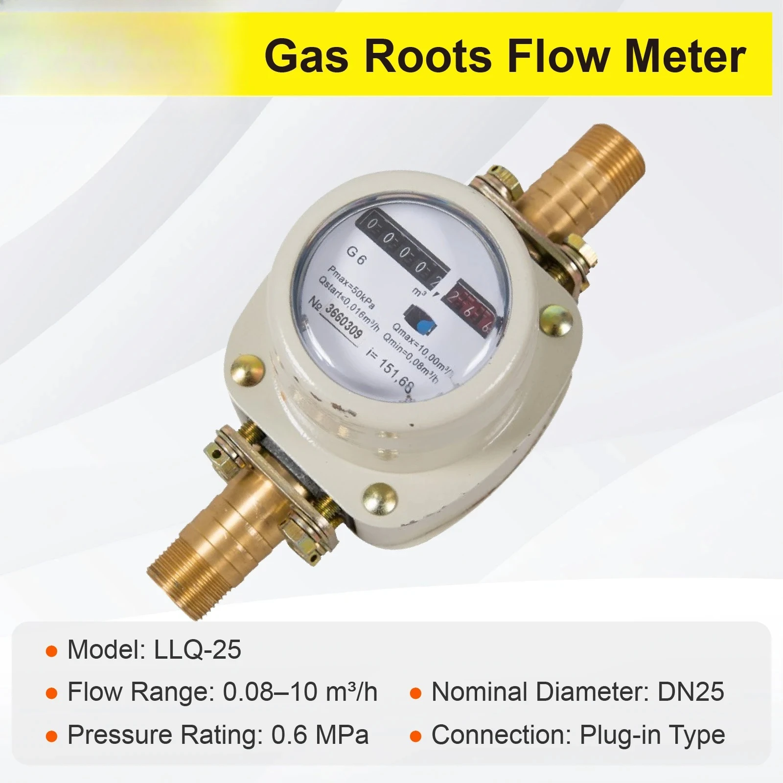 High Accuracy Design LLQ-25 Gas Roots Flow Meter Natural Gas Rotary Type Industrial Biogas LPG Meter Positive Displacement