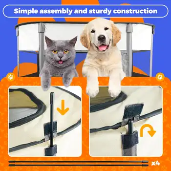 Pet Playpen Toy Choi's Foldable Portable Dog Cat Playpens Exercise Kennel Tent Removable Shade Cover Travel Camping Use 2