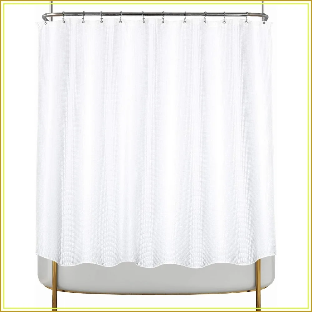 

Clawfoot Tub Waffle Shower Curtain 180x70 Set with PEVA Liner and 36 Metal Hooks