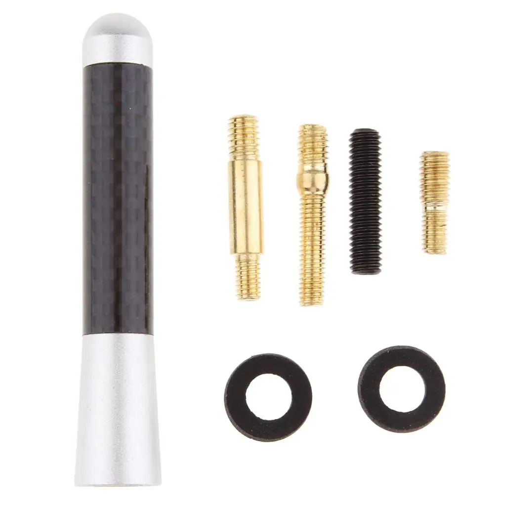 3.1inch Short Carbon Fiber Vehicle Car AM/FM Radio Antenna Polished Aluminum Universal Replacement
