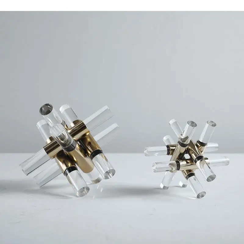 Minimalism Gold-plated Statue Geometry Ornaments Room Aesthetics Decor Desk Decoration Resin Sculpture