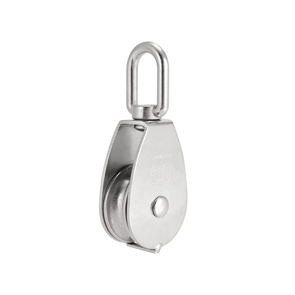 1PC Single Pulley Block 304 Stainless Steel Rope Pulley Cable Pulley Roller for System Lifting Hanging Wire Towing Wheel