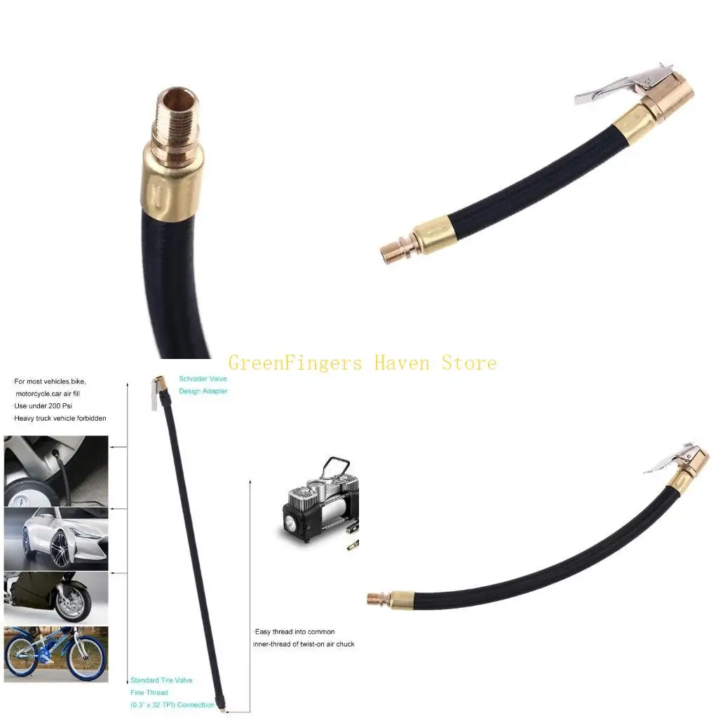 

F68D Convenient Tire Air Chuck with Rubber Hose and Standard Tire for Valve Fine Thread Easy to Replaced and Fitted Car Air H