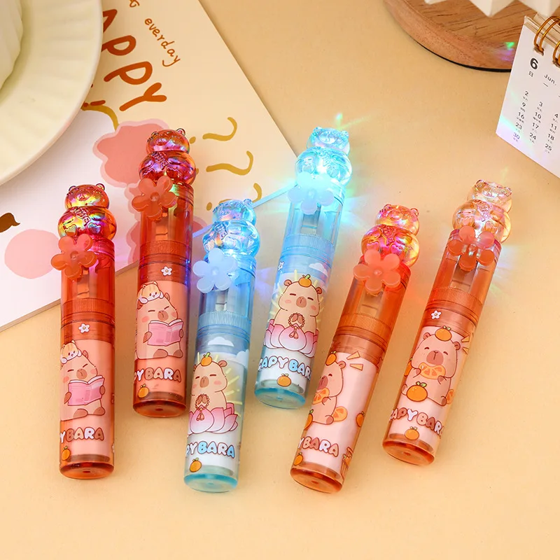30 Pcs Crystal Capybara Luminous Eraser Cute Shape Rotating Out The Core Erasers Stationery