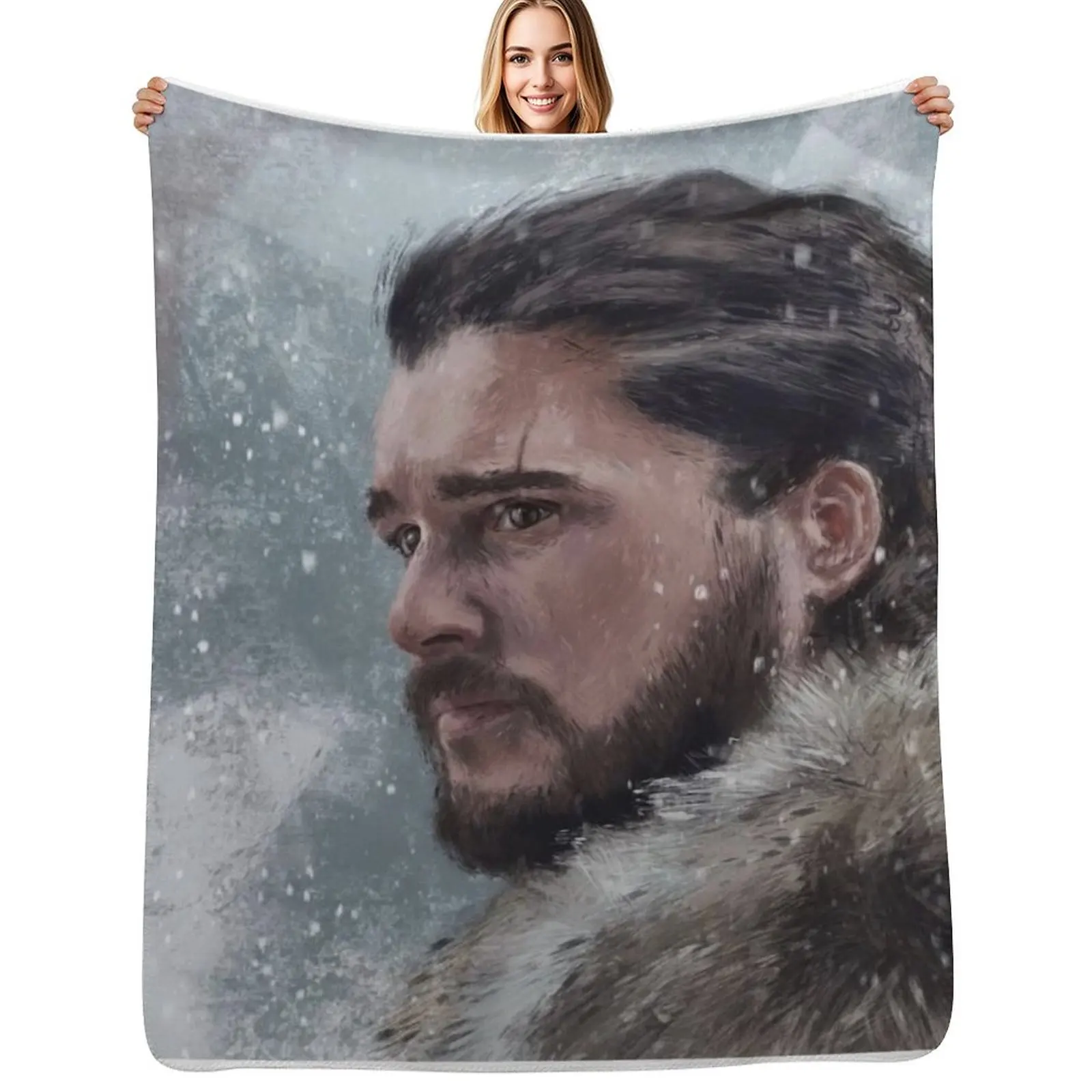 Cobertor com estampa digital Jon Snow, cobertor aconchegante para cama, sofá, cadeira