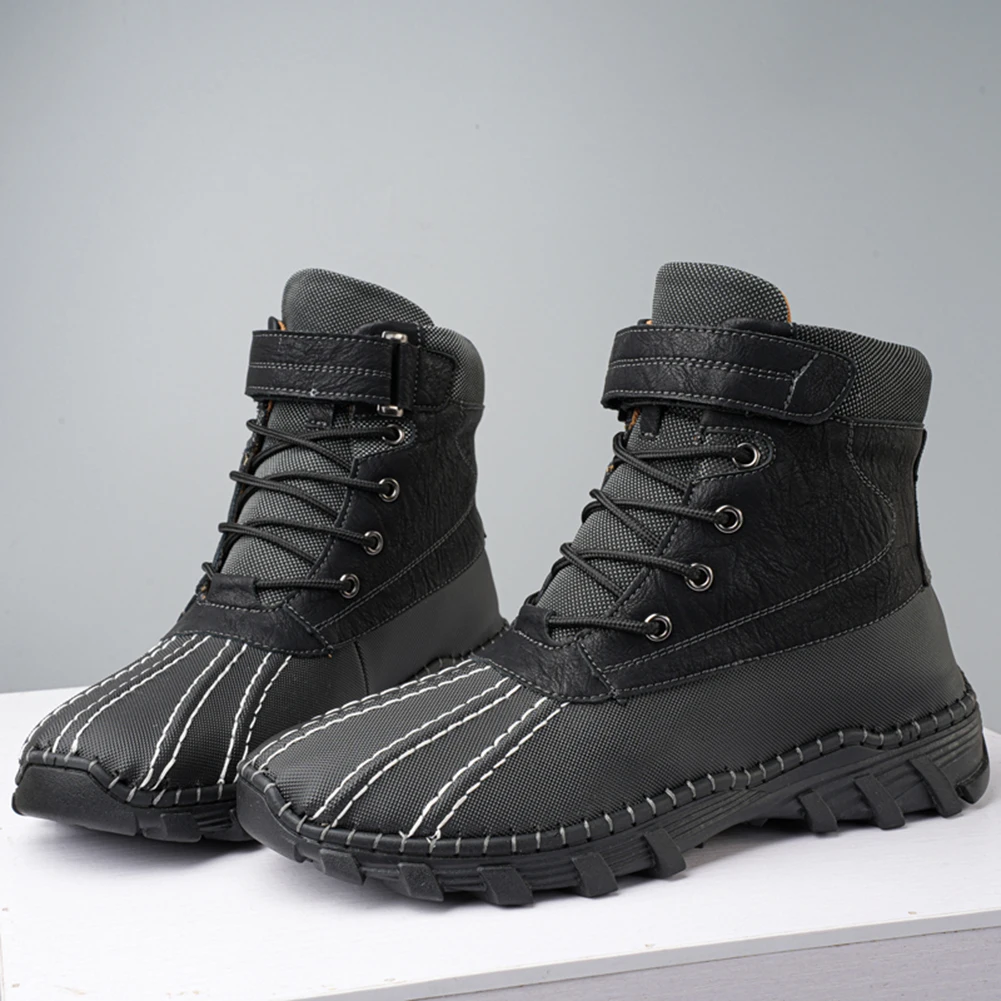 Men Duck Boots Winter Ankle Boots Fur Lined Cold Weather Snow Boots Anti-Slip Insulated Snow Booties for Outdoor Sports