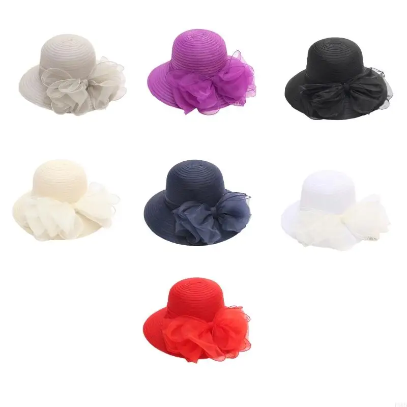 P88B Breathable Organza Bucket Hat Summer Outdoor Must Have Item Wide Brim Hat