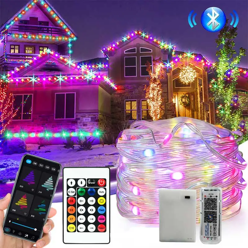 USB RGBIC Smart Fairy Light Bluetooth Light String 5V WS2812B Waterproof PVC Wire for Christma Party Wedding Chase Holiday Strip
