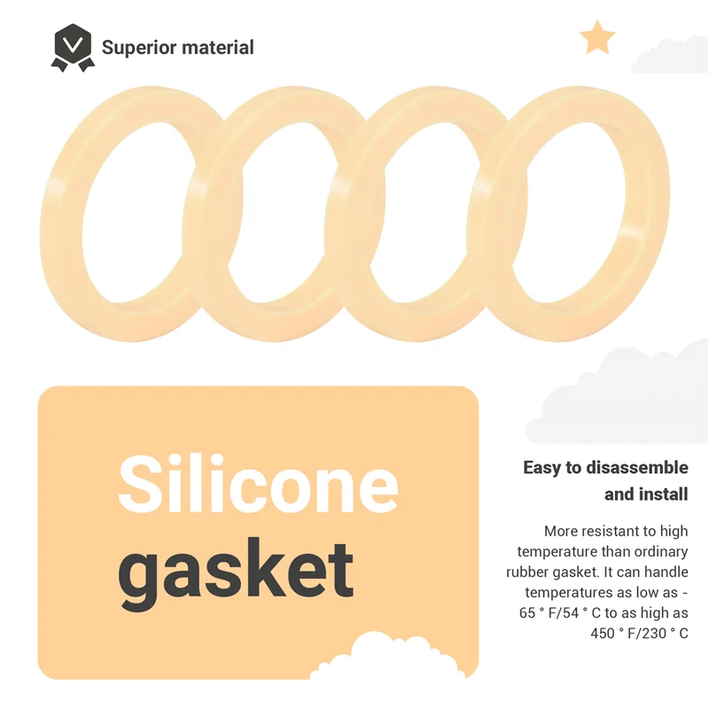 4 Buah Cincin Uap Silikon, Gasket Grouphead 54Mm Suku Cadang untuk Mesin Espresso Breville 878/870/860/840/810/500/450/ Sage 500/870