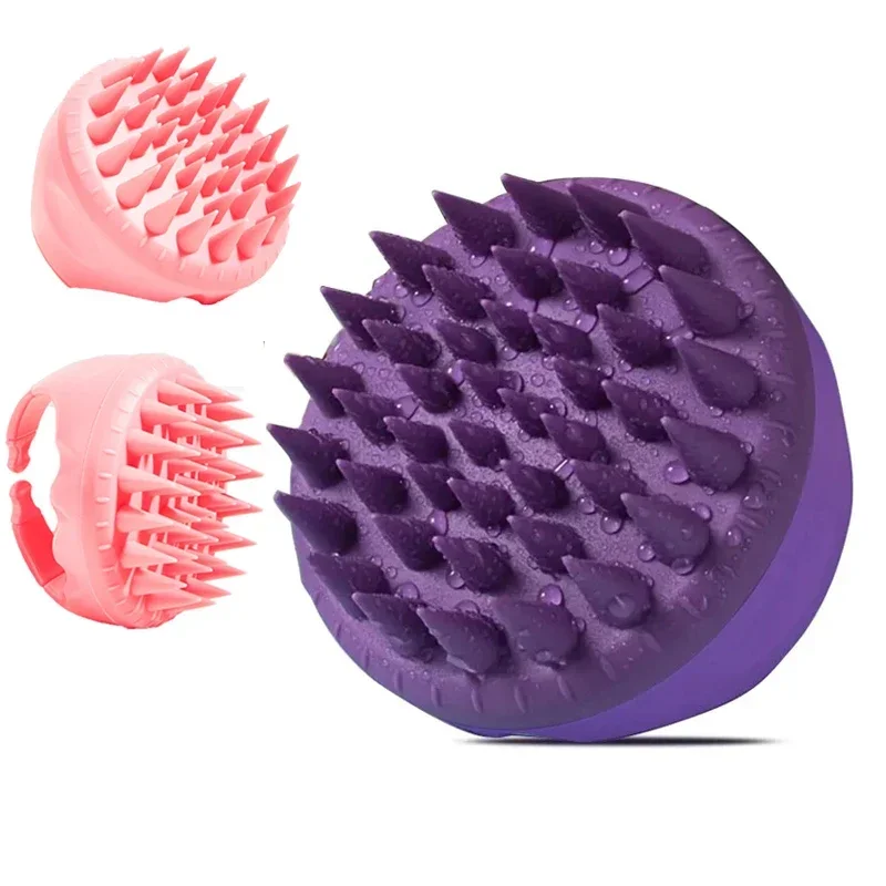 Soft Silicone Shampoo Brush Portable Handheld Round Soft Scalp Massage Brush Bath Massage Brush Hair Shower Brush Comb Hair Care